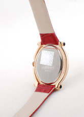 Stylish Blanc Rouge de cuivre Ladies Leather Strap Watch Oval
