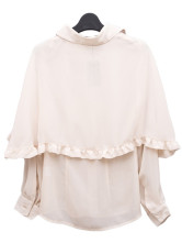 Sweet abricots en mousseline de soie de revers long collier Femmes Manches Blouse