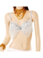 Nylon blanc 85% 15% Spandex Soutien-gorge Danse du ventre