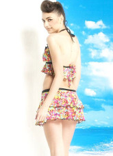 Modern Attractive Two-Piece Red Polyester Chinlon Womens Swimsuit