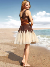 Café Sexy Deep V-Neck perles de soie plissée Robe de cocktail en satin comme Net