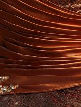 Café Sexy Deep V-Neck perles de soie plissée Robe de cocktail en satin comme Net
