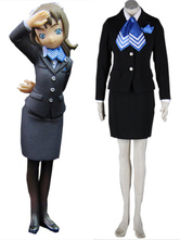 Airhostess Uniform Black Blue 65% Cotton 35% Polyester Cosplay Costume