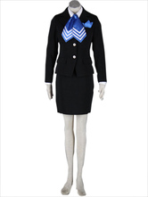Airhostess Uniform Black Blue 65% Cotton 35% Polyester Cosplay Costume