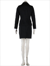 Airhostess Uniform Black Blue 65% Cotton 35% Polyester Cosplay Costume