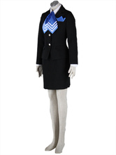Airhostess Uniform Black Blue 65% Cotton 35% Polyester Cosplay Costume
