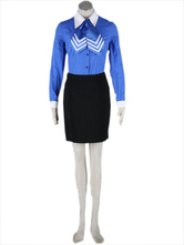 Airhostess Uniform Black Blue 65% Cotton 35% Polyester Cosplay Costume