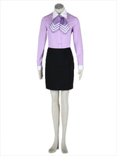 Airhostess Uniform Black Purple 65% Cotton 35% Polyester Cosplay Costume