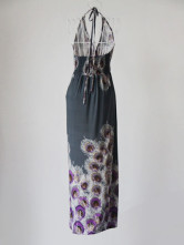 Robe Pour Femme 100% Viscose Motif Plume Grise Magnifique 