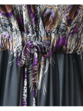 Robe Pour Femme 100% Viscose Motif Plume Grise Magnifique 