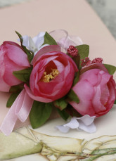 8.5*4cm Red Cloth Roses Wedding Wrist Corsage For Bride