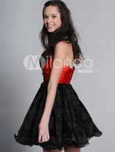 Vestido de tul negro falda de raso neto de Baile de Fiesta Vestido