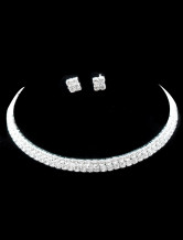 Bright Alloy Silver Plating Rhinestone Wedding Bridal Jewelry Set