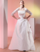 Gorgeous White Square Neck Sweep Tulle Lace Luxury Wedding Dress