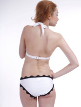 Hot Nylon noir blanc maillot de bain deux pièces bikini Mesdames