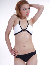 Populaires en nylon noir blanc maillot de bain deux pièces bikini Mesdames