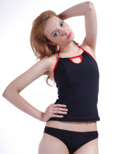 Sexy Black Nylon Ladies Two-Piece Swimsuit