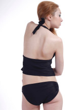 Sexy Black Nylon Two-Piece Ladies Swimsuit