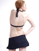 Unique Black Nylon Two-Piece Ladies Swimsuit