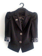 Chaud Ouest sergé Brocade Summer Womens veste noire