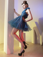 Modern Dark Blue One Shoulder Tulle Short Cocktail Dress