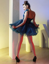 Modern Dark Blue One Shoulder Tulle Short Cocktail Dress