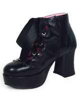 Gorgeous Black 3 1/5'' High Heel Round Toe PU Lolita Shoes