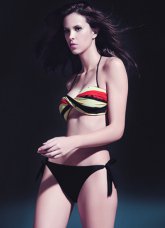 Black Halter Bikini 82% Chinlon 18% Spandex Womens Swimsuit
