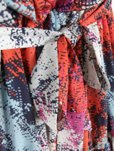ファッション花Vネックシフォンレディースドレス