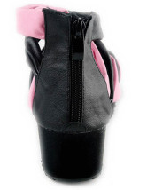 Mode rose et noir 2  '' PU haut talon Sandales Mode Femmes