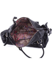 Black Cowhide Cotton 42*15*30cm Women’s Satchel