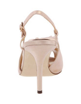 Sandales en abricot d'orteil aigu et à talons hauts en toile avec applique 