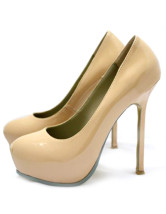 Apricot 5 1/2'' High Heel 1 1/5'' Platform Sheepskin Womens Fashion Shoes