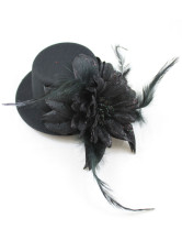 Black Hat gaze mariage Feather Velvet mariée