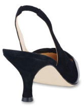 Escarpins-Sandales noires d'orteil aigu et à talons hauts en satin et peau de mouton 