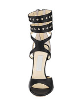Escarpins noires de 3 9/10'' talons en peau de mouton avec zip métallique 