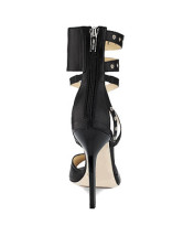 Escarpins noires de 3 9/10'' talons en peau de mouton avec zip métallique 