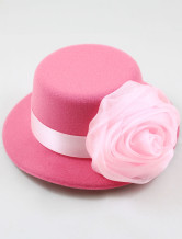 Cute gaze rose satin fleur Velvet mariage Hat pour la mariée