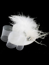 Elegant gaze White Velvet mariage Feather Hat pour la mariée