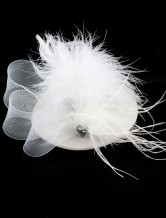 Elegant gaze White Velvet mariage Feather Hat pour la mariée