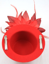 Red Feather gaze fleur Velvet mariage Hat pour la mariée