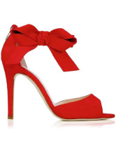 Sandales rouge de 3 9/10'' talons et d'orteils voyants avec zip 