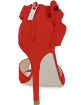 Sandales rouge de 3 9/10'' talons et d'orteils voyants avec zip 