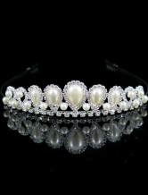 13cm Argent Shinny blanc * 3.2cm alliage imité Hoop mariage Pearl mariée