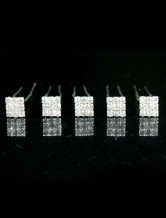 Silver Alloy Rhinestone Wedding Bridal Hairpin Set
