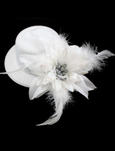 Fleur blanche gaze mariage Feather Hat mariée