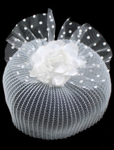 Blanc dentelle de gaze de mariage fleur Hat pour la mariée