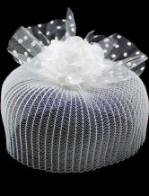 Blanc dentelle de gaze de mariage fleur Hat pour la mariée