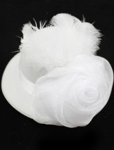 White Satin Dentelle Velvet gaze de mariage fleur Hat pour la mariée