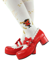 Attractive Red 2'' High Heel Platform PU Womens Lolita Shoes
